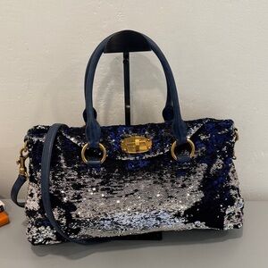 Miu Miu Blue and Silver Sequin Shoulder Bag